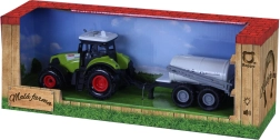Plastowy traktor z dźwiękiem i światłem z opryskiwaną przyczepą