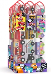 Zestaw drewnianych autek w tubie – 4 pojazdy