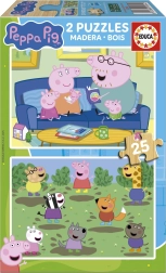 Drewniane puzzle Świnka PEPPA – 2×25 elementów