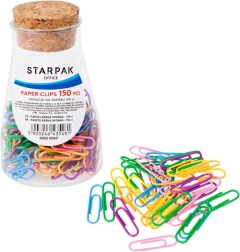 zestaw kolorowych spinaczy biurowych w słoiku