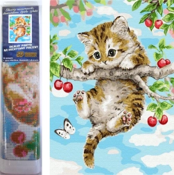 Norimpex Diamantowe malowanie Kotek na wiśni 30x40 cm