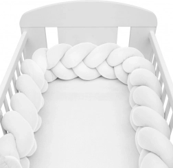 Muślinowy ochraniacz do łóżeczka warkocz NEW BABY, biały