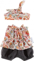 Tunika z krótkimi spodenkami i paskiem dla lalki 38 cm – kwiecista łąka