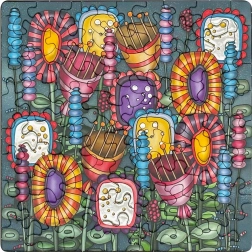 Kwadratowe puzzle CURIOSI Q Silver – kolorowe kwiaty, 72 elementy