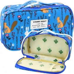 Szkolny piórnik z organizerem - niebieski