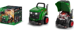 Zielony mechaniczny traktor dla dzieci z dźwiękiem, światłem i parą