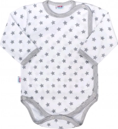 Niemowlęce body rozpinane New Baby Classic II szare w gwiazdki