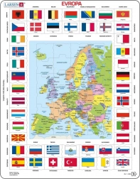 Puzzle Mapy Europy i flagi 70 elementów