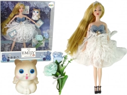lalka Emily z kotkiem i kwiatami