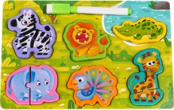 Drewniana tablica dwustronna ze zwierzęcymi puzzlami – Safari