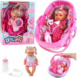 Interaktywna lalka bobas w nosidełku z dźwiękami i akcesoriami 30 cm