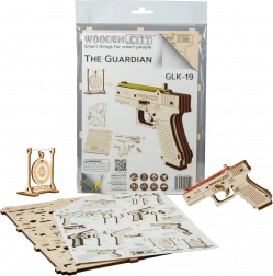 Drewniane puzzle 3D pistolet WOODEN CITY Guardian GLK-19