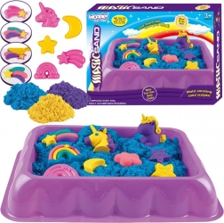 piasek kinetyczny 0,6 kg jednorożce i tęcze ze stolikiem i foremkami Woopie