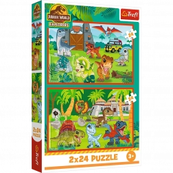 Puzzle 2x24 Mali dinozaurzy Universal Jurassic World Trefl