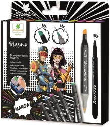 Artissimo dwustronne markery alkoholowe do MANGA – zestaw 10+1