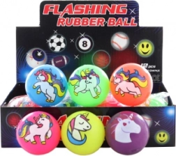 Gumowa piłeczka jednorożec ze światłem 5,5 cm