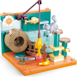 Sluban Mini Budowa Wędkarski Kącik z Kotem