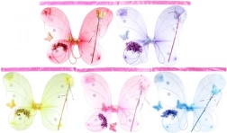 Motyle skrzydła z brokatem – zestaw z opaską i różdżką