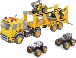 Ciągnik z samochodami i efektami