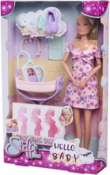 lalka Steffi Love Hello Baby z rosnącym brzuszkiem i niemowlęciem