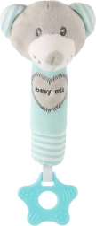 Dziecięca piszcząca pluszowa grzechotka z gryzakiem BABY MIX – miś, miętowa