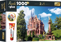 Trefl zestaw 2w1 puzzle Zamek Drachenburg, Niemcy 1000 elementów z klejem