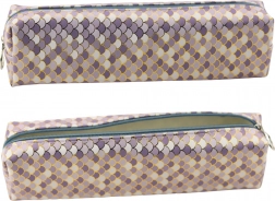 Stylowe etui na długopisy z motywem morskich łusek – fioletowe i złote