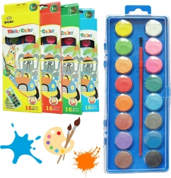 Szkolne farby akwarelowe 16 kolorów z pędzelkiem