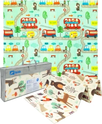 Humbi dwustronna składana mata piankowa XPE 200 × 180 × 1 cm las i uliczki