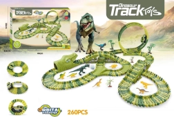 Dinozaurowy tor samochodowy z autem, 260 elementów