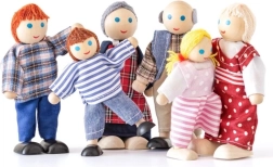 Drewniana rodzina lalek 6 osób