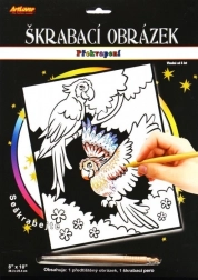 Obrazek do drapania z niespodzianką Dwa papugi 20x25 cm