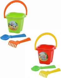 Zestaw do piasku z wiaderkiem, łopatką i grabkami