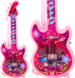 Elektryczna gitara dla dzieci z melodiami i solmizacją, różowa