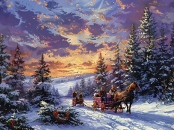 Diamentowa mozaika przejażdżka saniami 30 × 40 cm