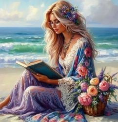 Diamentowa mozaika Dziewczyna z książką 30x40 cm