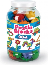 Klocki puzzle w dużym pojemniku 90 szt.