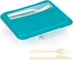 Dzieleny lunchbox z zestawem sztućców 1,3 l