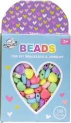Zestaw koralików – serduszka + 1 metr sznurka