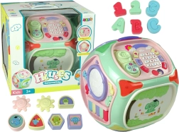 Interaktywna edukacyjna kostka z sorterem, telefonem i pianinkiem