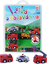 Żywa kolorowanka ratownicy – zestaw 3 autek z napędem typu pull-back