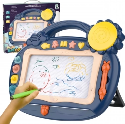 Woopie magnetyczna tablica do rysowania ze dźwiękami i stempelkami – niebieska