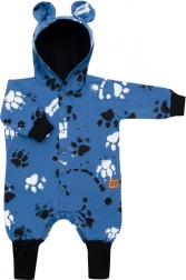 Niemowlęcy bawełniany kombinezon z kapturem i uszkami NEW BABY, niebieski