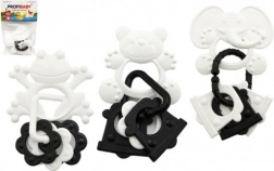 Gryzak zwierzątka z zawieszkami, czarno-biały, 9 cm