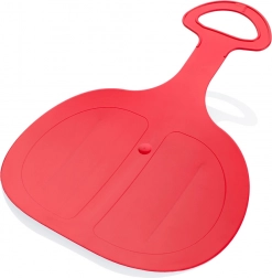 Plastowy ślizgacz Pinguin – czerwony bob śnieżny z uchwytem