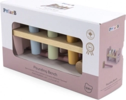 VIGA PolarB drewniana ławeczka do wbijania z młotkiem Lisek Montessori