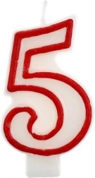 Świeczka na tort cyfra 5 z czerwonym obrysem GODAN