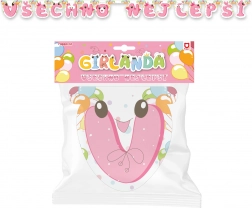 Papierowa girlanda Wszystkiego najlepszego – różowa