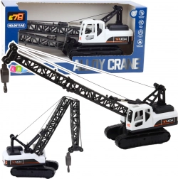 Biały żuraw gąsienicowy do zabawy z obrotowym hakiem 360°