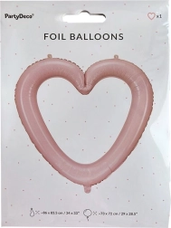Różowy foliowy balon serce – ramka do zdjęć 86 × 83 cm